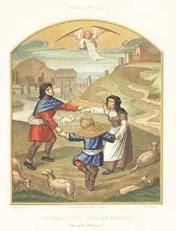 Xve Siecle: The apparation of the angel to the shepherds