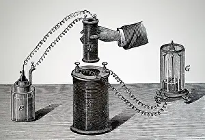 Induction: Apparatus for demonstrating induction by motion of a coil