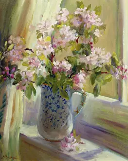 Sill: Apple-blossom ' in a jug on a window sill