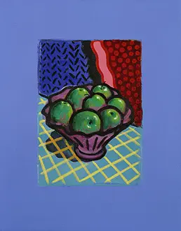Macrae: Apples in a Bowl ' in purple fruit bowl