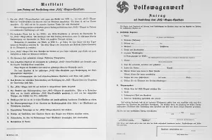 Saving: Application form for a KdF-Wagen, 1938