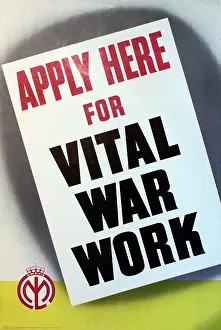 Hmso: Apply Here For War Work, original WW2 poster