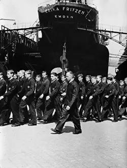 Shipyards: Apprentices on their way to work in shipyards in Gdansk, 194