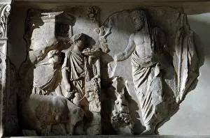 Attendant: Ara Pacis Augustae. Aeneas sacrificing to the Penates. Relie