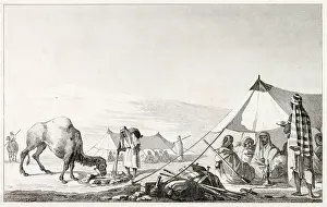 Hookah: Arab camp with camel and men