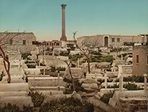 Alexandria: Arab cemetery and Pompey's Pillar (column) in