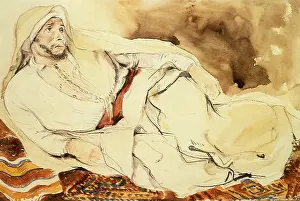 Tangier: Arab Chieftain Reclining on a Carpet, by Delacroix