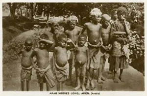 Turbans: Arab children in Lahej, Aden