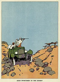 Ostriches: Arab sportsmen in the desert