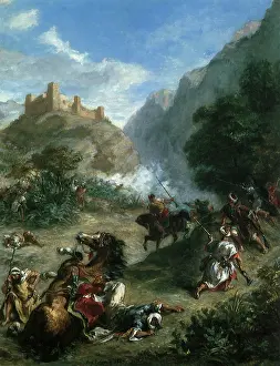 Skirmishing: Arabs Skirmishing in the Mountains, by Delacroix