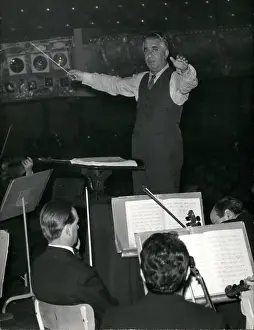 Colonne: Aram Khachaturian, Soviet composer, conducting in Paris