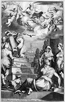 Arca Noe, (building the ark), by Athanasius Kircher