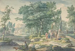 Huysum: Arcadian Landscape with Figures Making Music