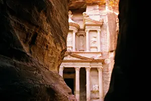 Nabataean: Archaeological Site the Treasury Carved Into Pink