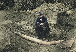 Unearthed: An archaeologist sits next to the unearthed remains