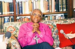 Adil: Archbishop Desmond Tutu being interviewed at an
