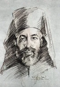 Sixities: Archbishop Makarios III, as sketched by Stephen Ward, 1961