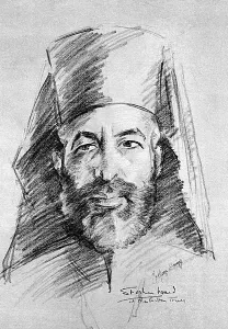 Sixities: Archbishop Makarios III, as sketched by Stephen Ward, 1961