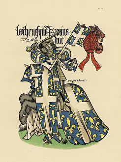 Equestre: Archbishop of Rheims, Archeveque de Reims, with mitre