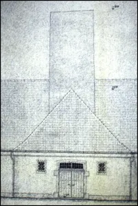 Morbid: Architects drawing crematorium chimney Auschwitz