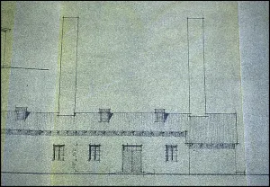 Morbid: Architects drawing of detail of crematorium Auschwitz