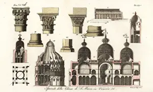 Battistero: Architectural details of St. Mark's Basilica Venice, 1823