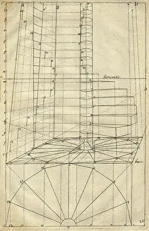 1751: Architectural drawing of spiral staircase