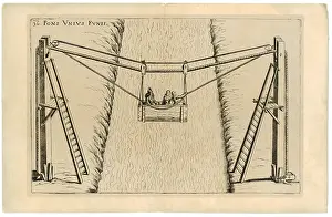Fausto: architecture, bridges, rope bridge, copper engraving
