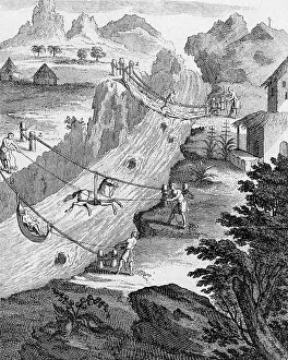 Allgemeine: architecture, bridges, rope bridge in the Andes