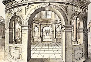 Vries: architecture, details, open pavillion, colourted