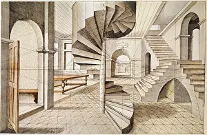 Vries: architecture, details, stairs, colourted copper