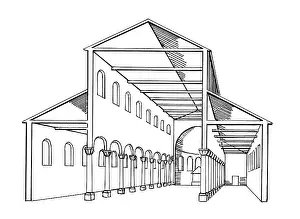 Banked: architecture, ground plan, cross section of a
