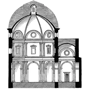 1489: architecture, ground plan, cross section of the