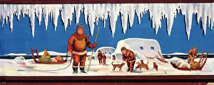 Sleigh: Arctic eskimo with snow and ice