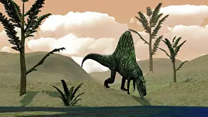 Archosaur: Arizonasaurus dinosaur amongst pachypteris trees