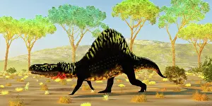Archosaur: Arizonasaurus walking in the Triassic period