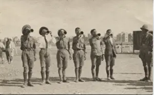 Buglers: Armenian boy scouts at refugee camp, Egypt