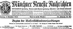 Cease: Armisitce negotiations announced in a Bavarian newspaper, 19