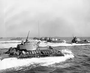 Offensives: Armored amphibious tractors in the first waves