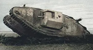 Mortimore: Armoured tank in action, 1917