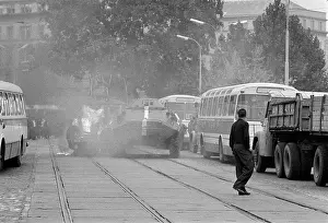 Liberalization: Armoured vehicle - car - damage - protest - Brno