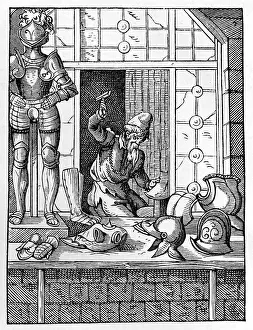 Amman: The Armourer. Armourer in his workshop is using