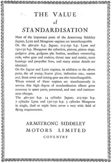 Standardisation: Armstrong Siddeley And The Value Of Standardisation
