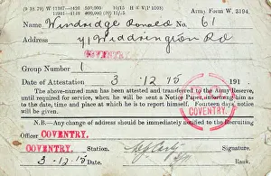 Attestation: Army Attestation Card for Ronald Windridge
