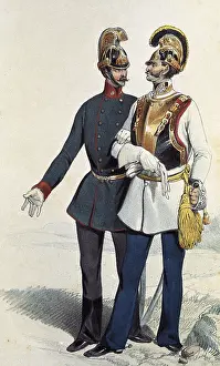 Cuirassiers: Army of Austria: Guard of the Navy. 19th c. Engraving