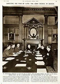 Belisha: Army Council meeting around table in War Office