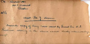 Recipients: Army Orders from General Sir Hs Rawlinson