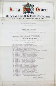 Recipients: Army Orders from General Sir Hs Rawlinson