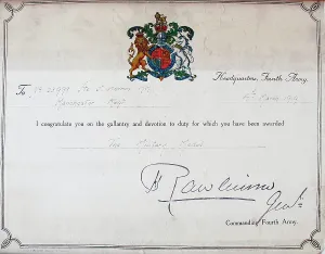 Recipients: Army Orders from General Sir Hs Rawlinson