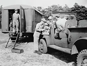 Jeep: An Army truck being repaired at a mobile unit